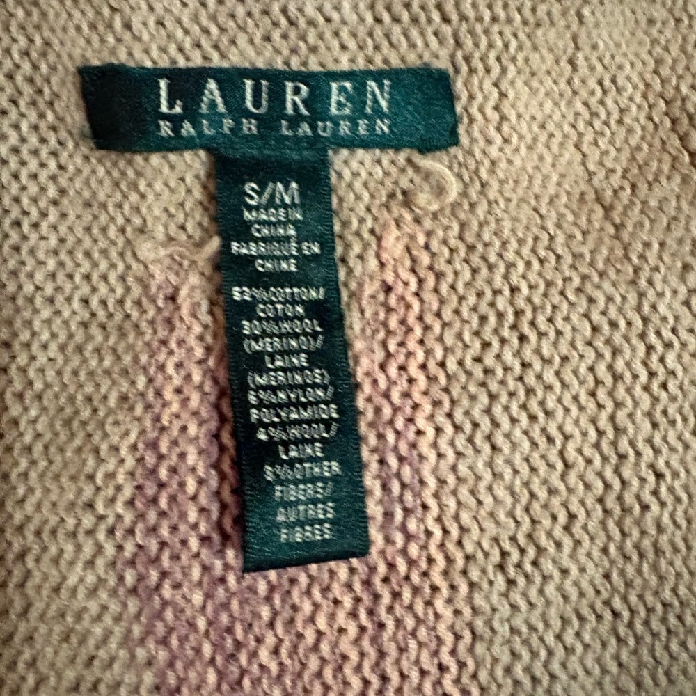 Vintage Ralph Lauren Cardigan Aztec Pastel print cotton Merino wool blend - Picture 12 of 13